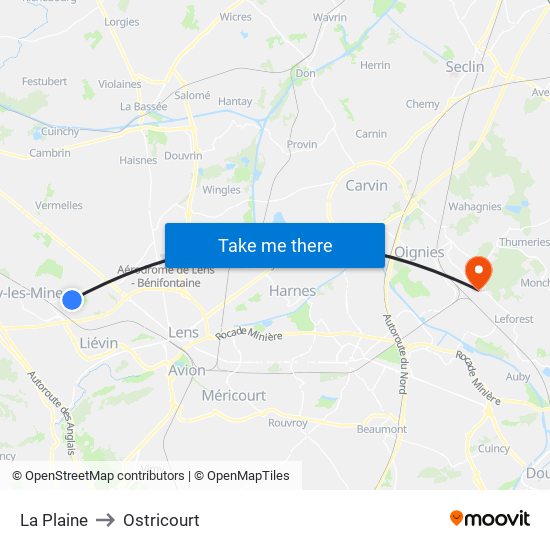 La Plaine to Ostricourt map