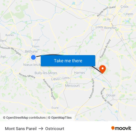 Mont Sans Pareil to Ostricourt map