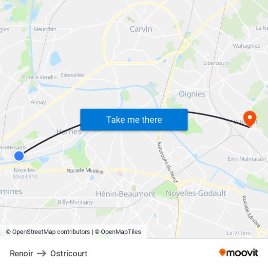 Renoir to Ostricourt map