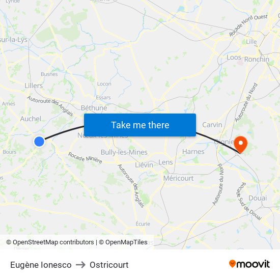 Eugène Ionesco to Ostricourt map