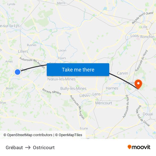 Grébaut to Ostricourt map