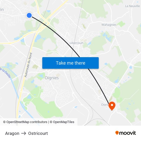 Aragon to Ostricourt map