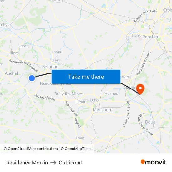 Residence Moulin to Ostricourt map