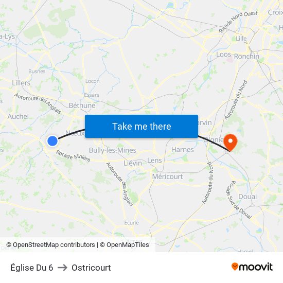 Église Du 6 to Ostricourt map