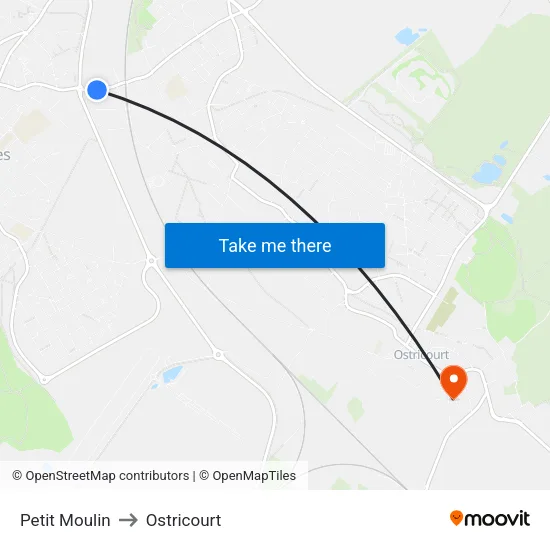 Petit Moulin to Ostricourt map
