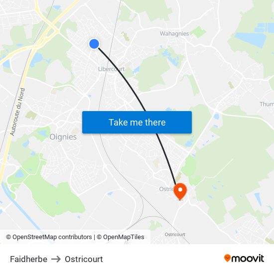 Faidherbe to Ostricourt map