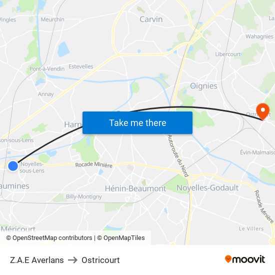 Z.A.E Averlans to Ostricourt map