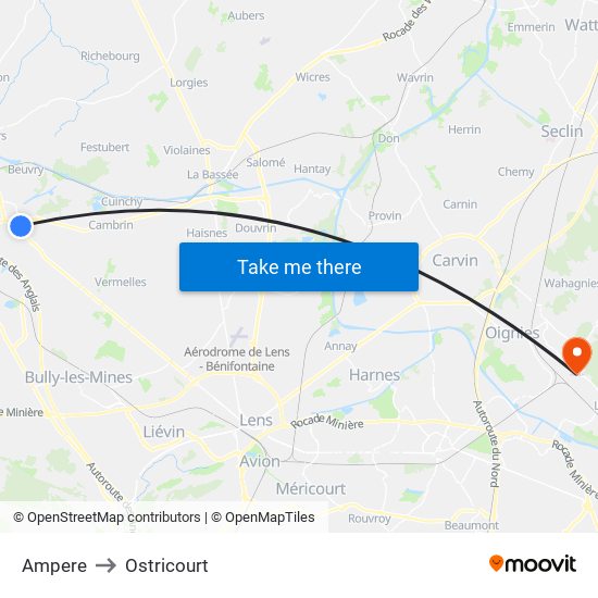 Ampere to Ostricourt map