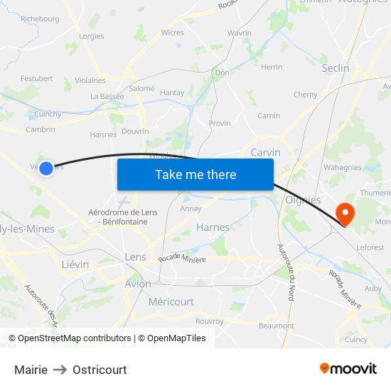 Mairie to Ostricourt map