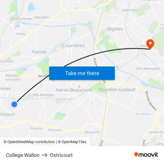 College Wallon to Ostricourt map