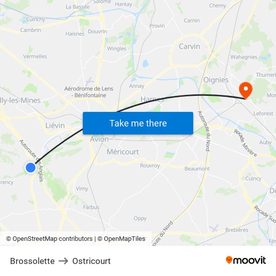 Brossolette to Ostricourt map