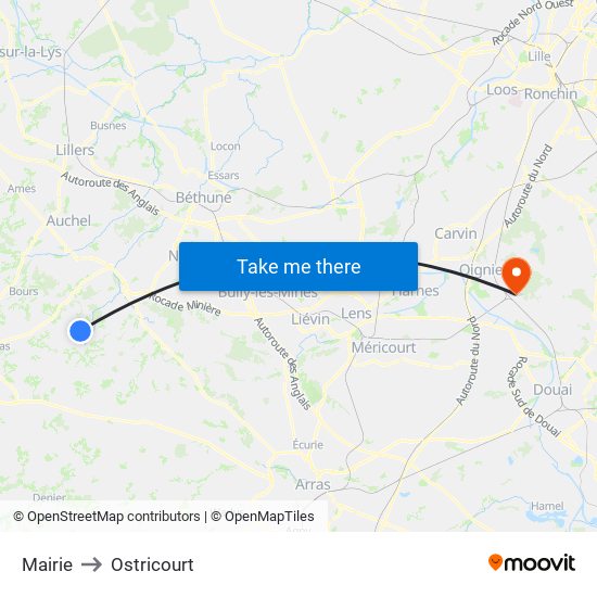 Mairie to Ostricourt map