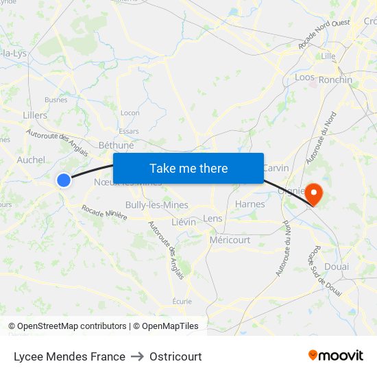Lycee Mendes France to Ostricourt map