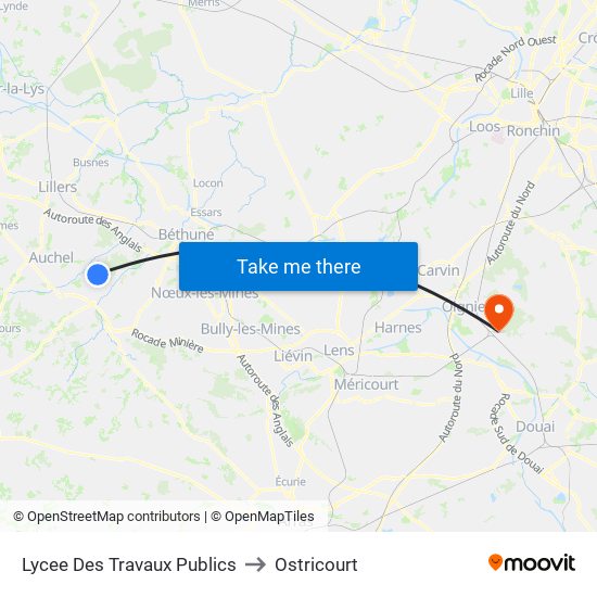 Lycee Des Travaux Publics to Ostricourt map