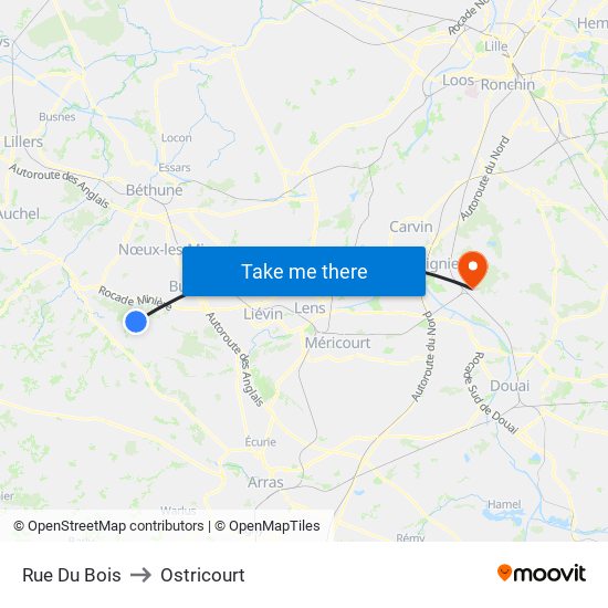 Rue Du Bois to Ostricourt map