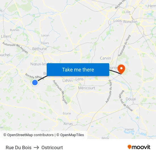 Rue Du Bois to Ostricourt map