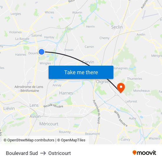 Boulevard Sud to Ostricourt map