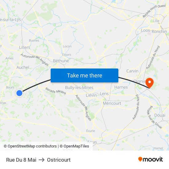 Rue Du 8 Mai to Ostricourt map