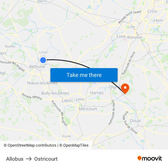 Allobus to Ostricourt map