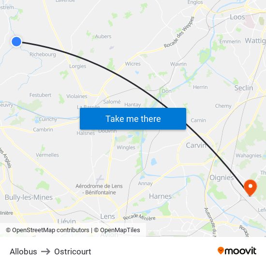 Allobus to Ostricourt map