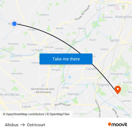 Allobus to Ostricourt map