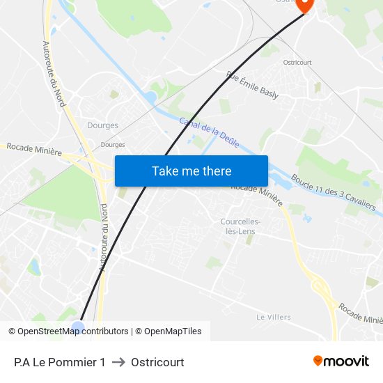 P.A Le Pommier 1 to Ostricourt map