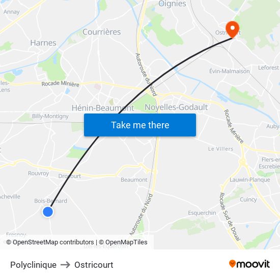 Polyclinique to Ostricourt map