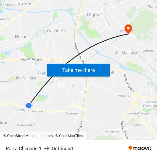 Pa La Chenarie 1 to Ostricourt map