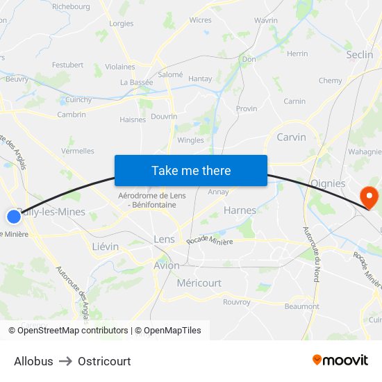 Allobus to Ostricourt map