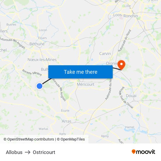 Allobus to Ostricourt map