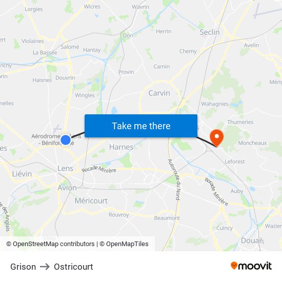 Grison to Ostricourt map