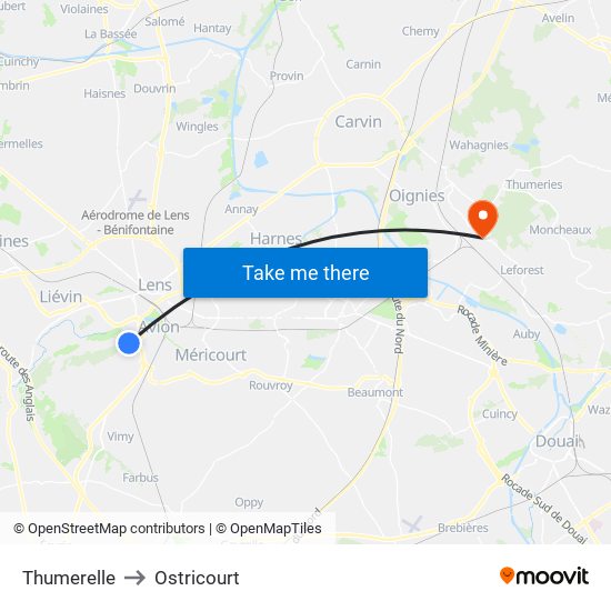 Thumerelle to Ostricourt map