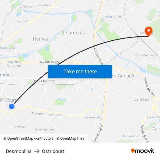 Desmoulins to Ostricourt map