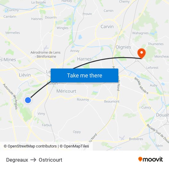 Degreaux to Ostricourt map