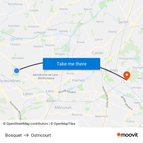 Bosquet to Ostricourt map