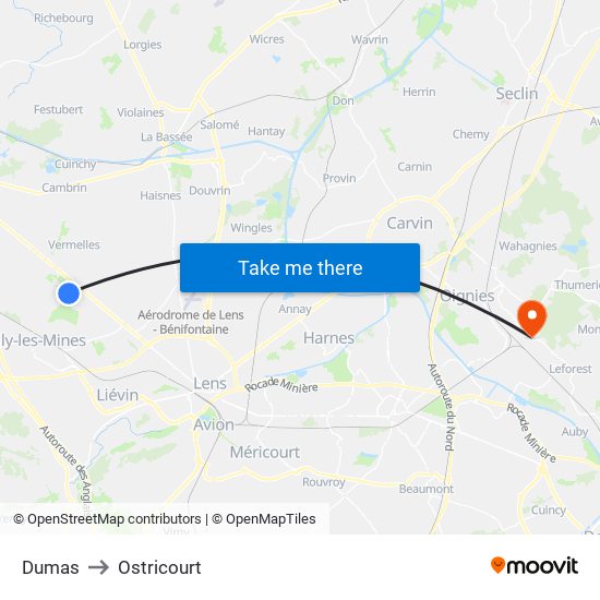 Dumas to Ostricourt map