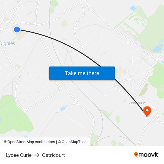 Lycee Curie to Ostricourt map