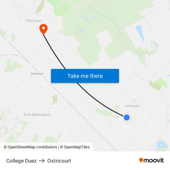 College Duez to Ostricourt map