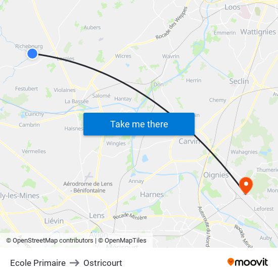 Ecole Primaire to Ostricourt map