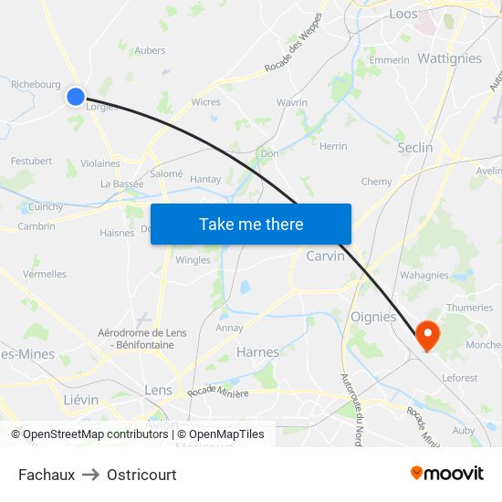 Fachaux to Ostricourt map