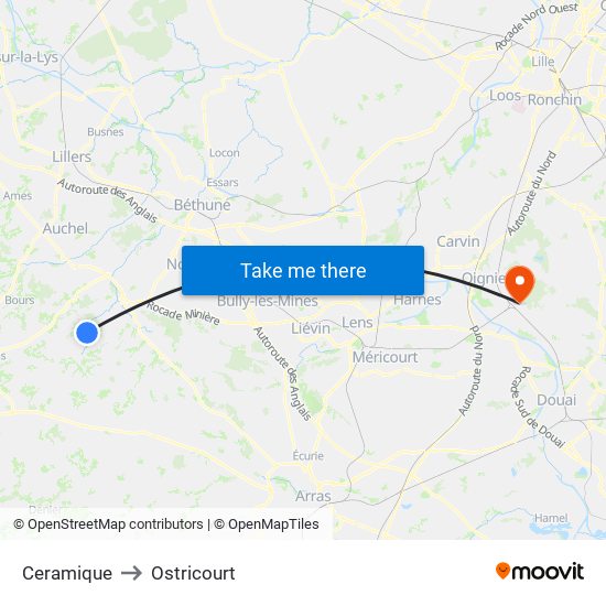 Ceramique to Ostricourt map