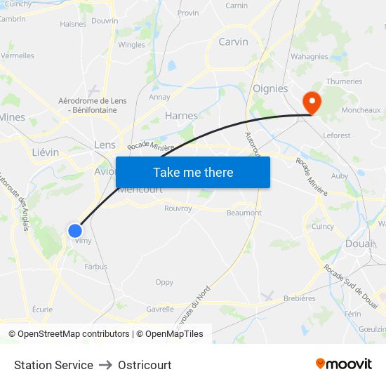 Station Service to Ostricourt map