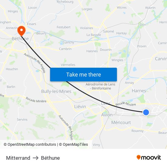 Mitterrand to Béthune map