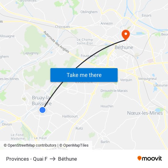 Provinces - Quai F to Béthune map