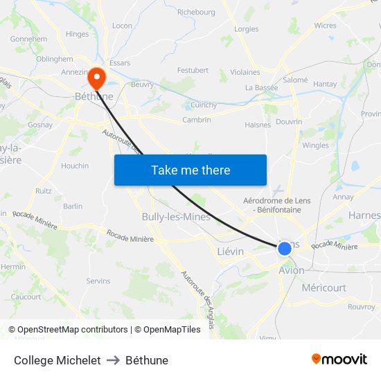 College Michelet to Béthune map