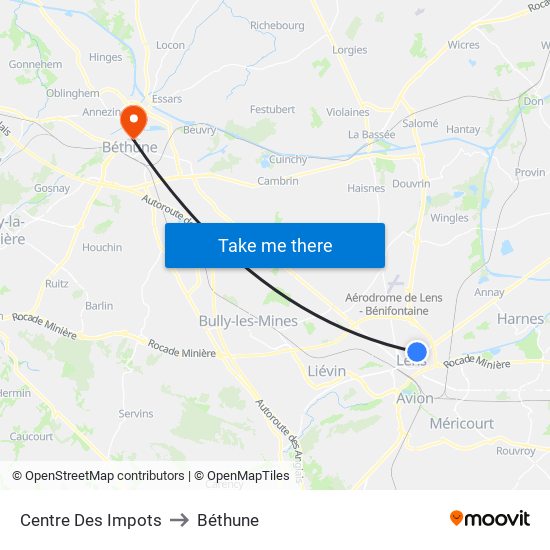 Centre Des Impots to Béthune map