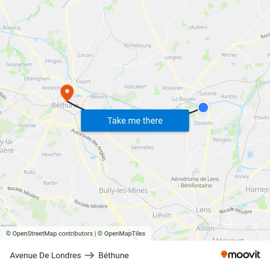 Avenue De Londres to Béthune map
