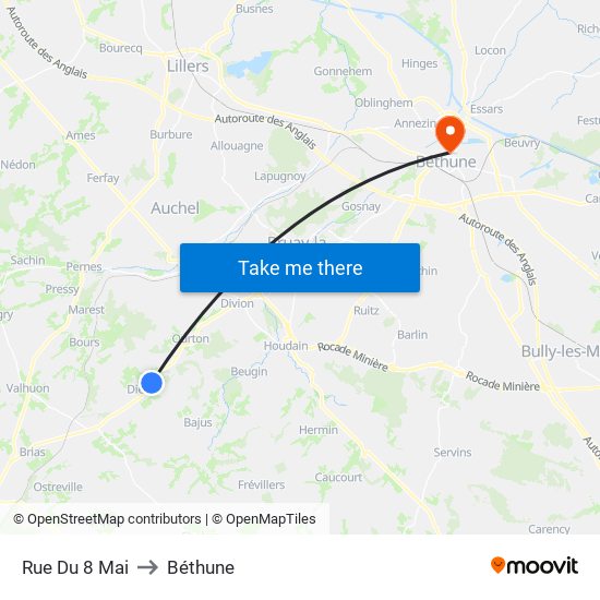 Rue Du 8 Mai to Béthune map