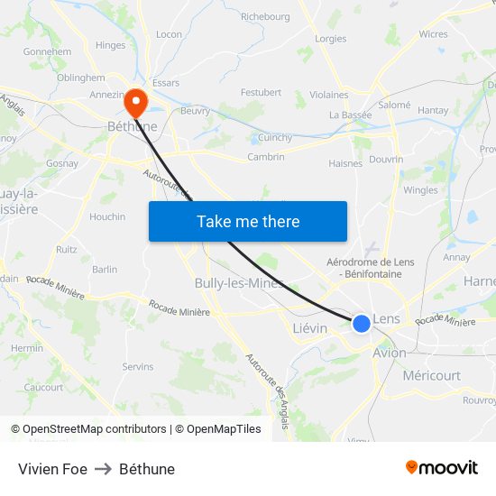Vivien Foe to Béthune map