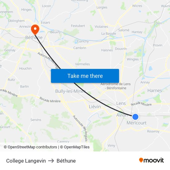 College Langevin to Béthune map